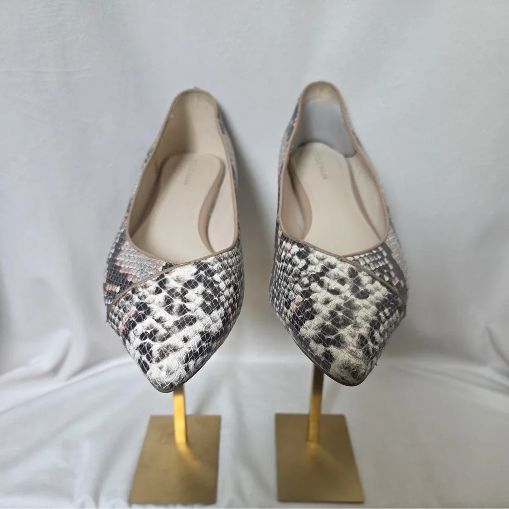 Cole Haan Snake Print Slingback Block Heel Pointed Toe Shoes Sz 9.5